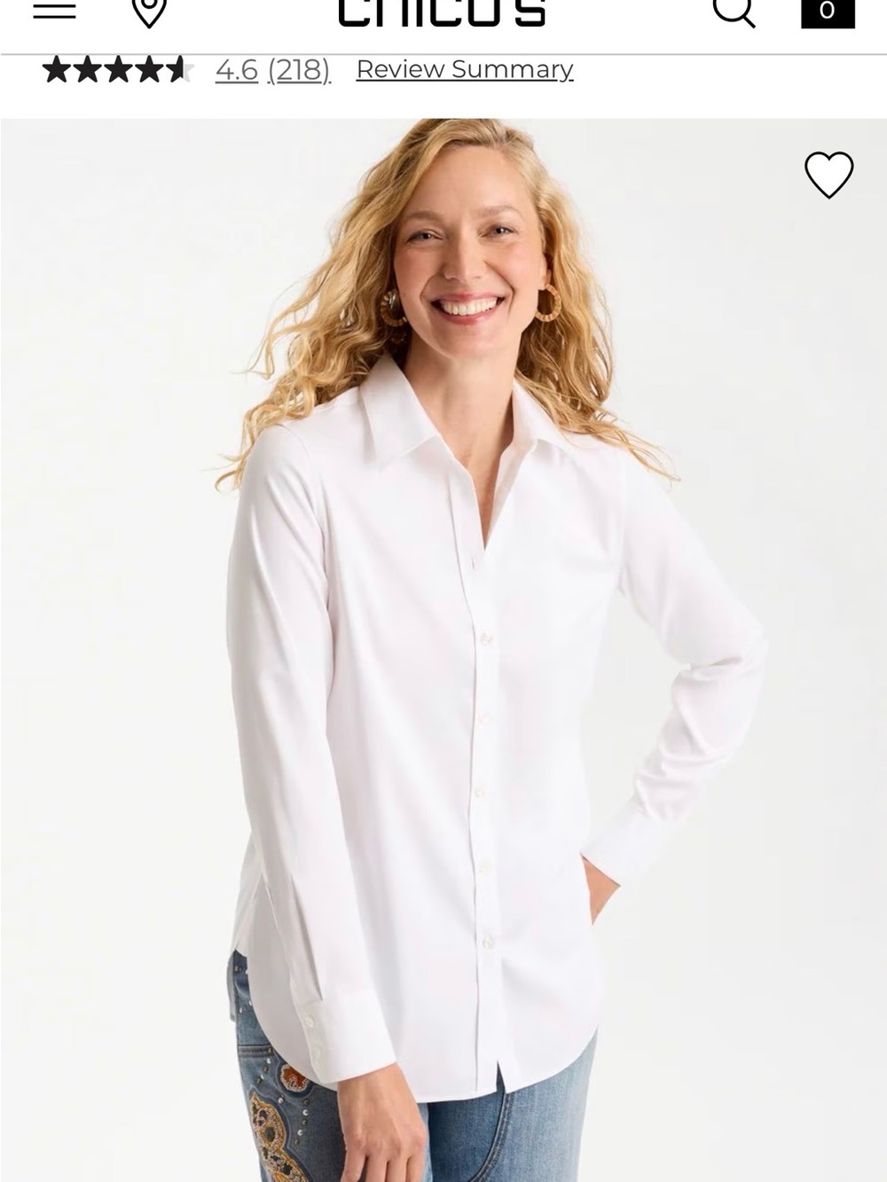 Chico's white no iron Button-Front Blouse